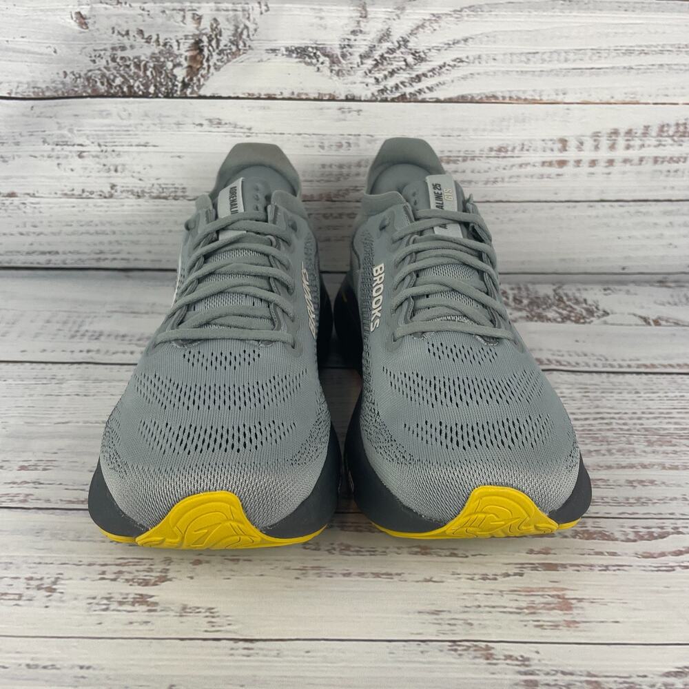 Brooks Adrenaline GTS 25 Mens Sz 11D Running Shoes Primer Grey Ebony Jasmin Yell - Picture 3 of 11